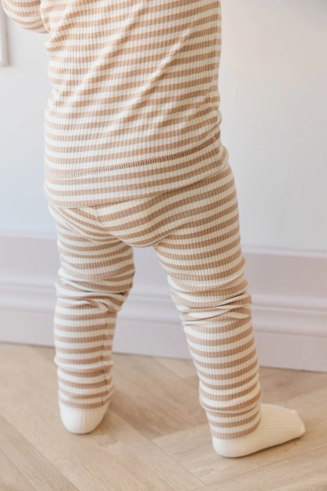 Organic Cotton Modal Legging - Narrow Stripe Baker/Cloud - Aster & Ruby