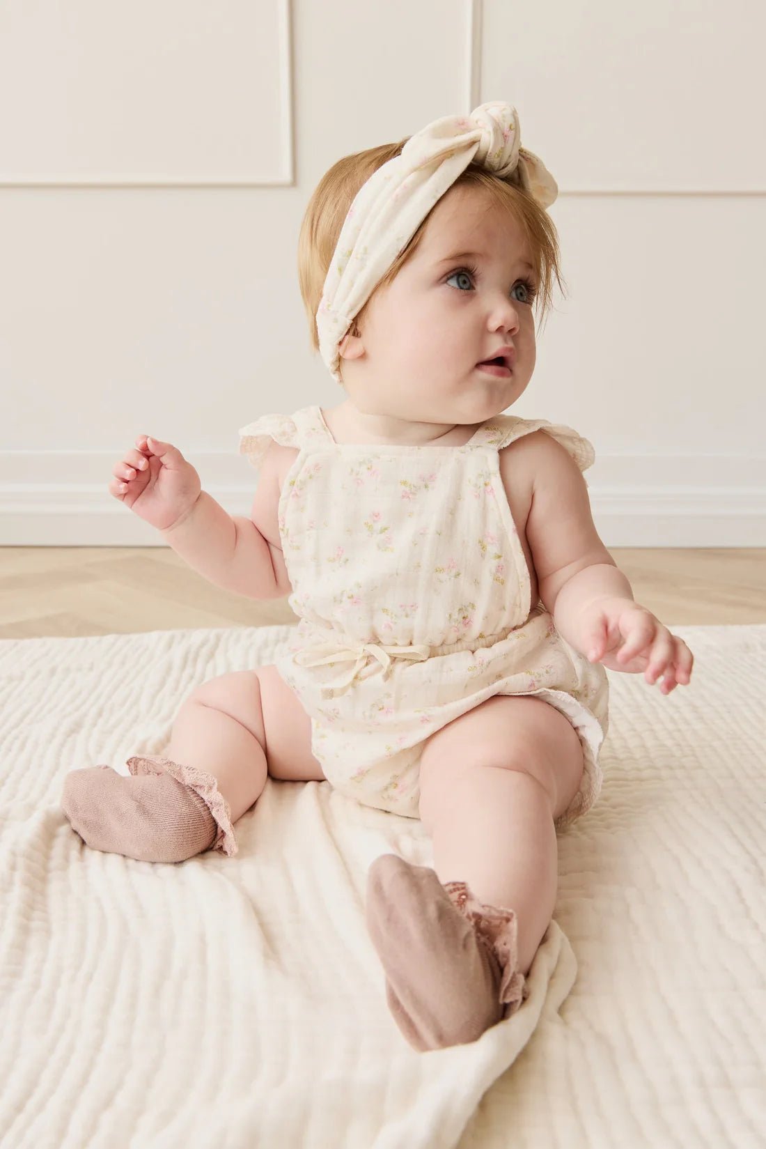 Organic Cotton Muslin Luciana Playsuit Emelia Pink - Aster & Ruby