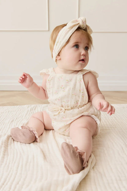 Organic Cotton Muslin Luciana Playsuit Emelia Pink - Aster & Ruby