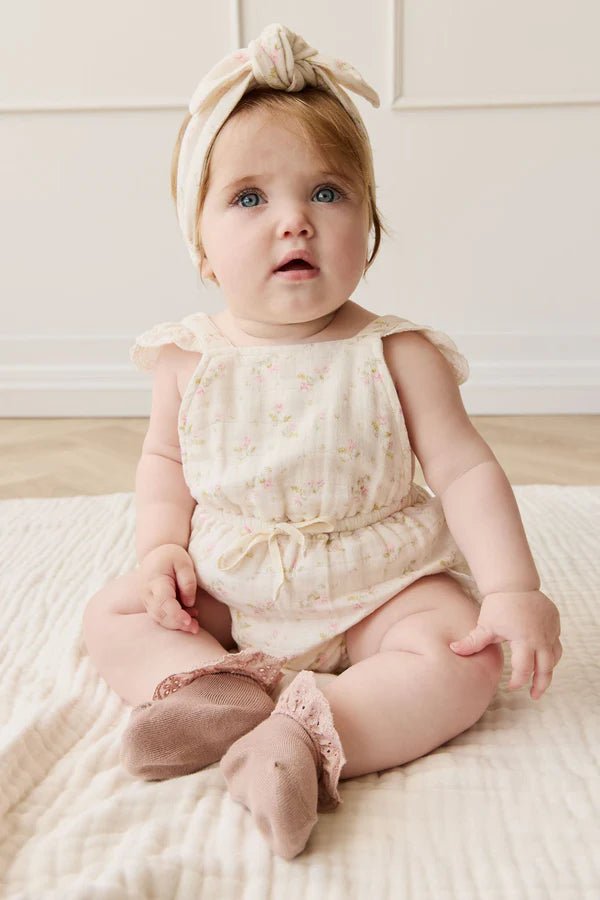 Organic Cotton Muslin Luciana Playsuit Emelia Pink - Aster & Ruby