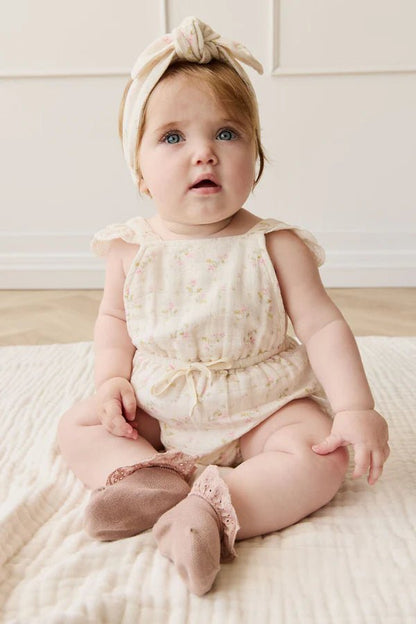 Organic Cotton Muslin Luciana Playsuit Emelia Pink - Aster & Ruby
