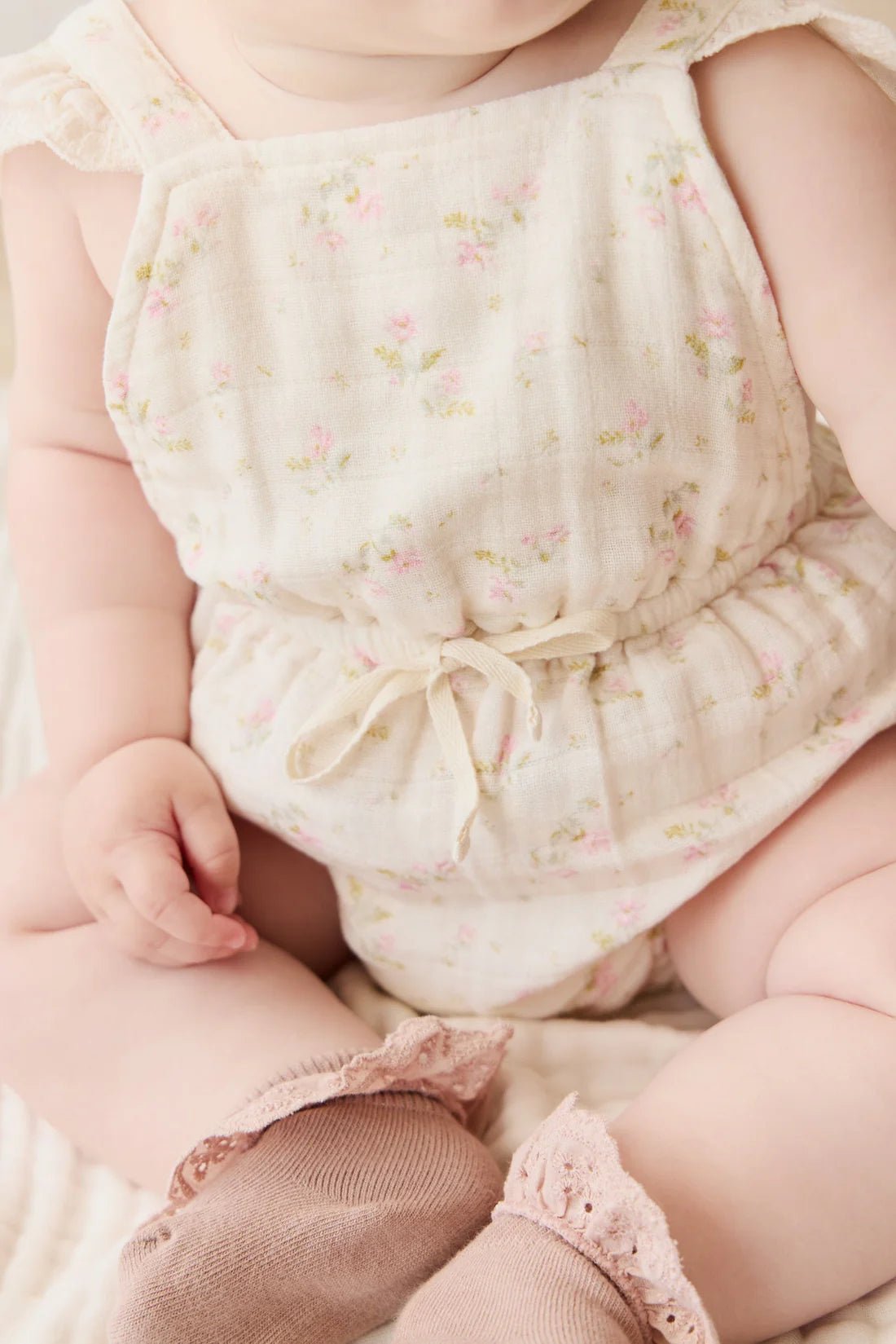 Organic Cotton Muslin Luciana Playsuit Emelia Pink - Aster & Ruby