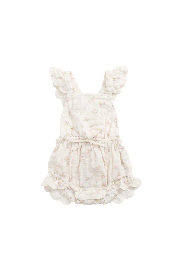 Organic Cotton Muslin Luciana Playsuit Emelia Pink - Aster & Ruby