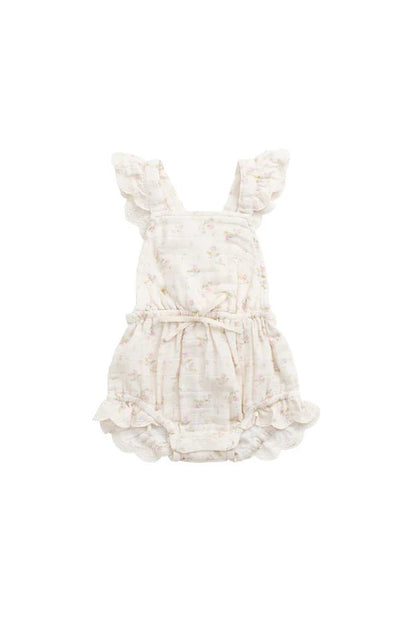Organic Cotton Muslin Luciana Playsuit Emelia Pink - Aster & Ruby