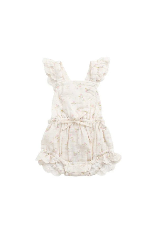 Organic Cotton Muslin Luciana Playsuit Emelia Pink - Aster & Ruby