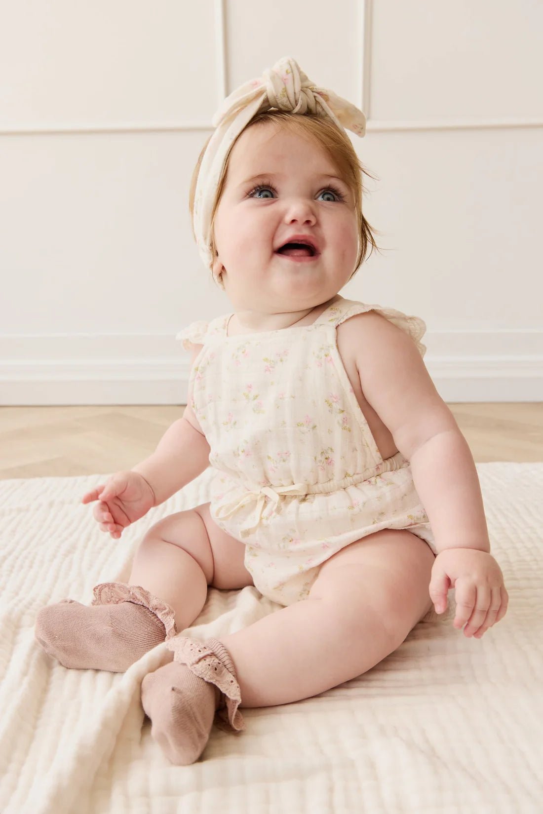 Organic Cotton Muslin Luciana Playsuit Emelia Pink - Aster & Ruby