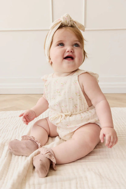 Organic Cotton Muslin Luciana Playsuit Emelia Pink - Aster & Ruby