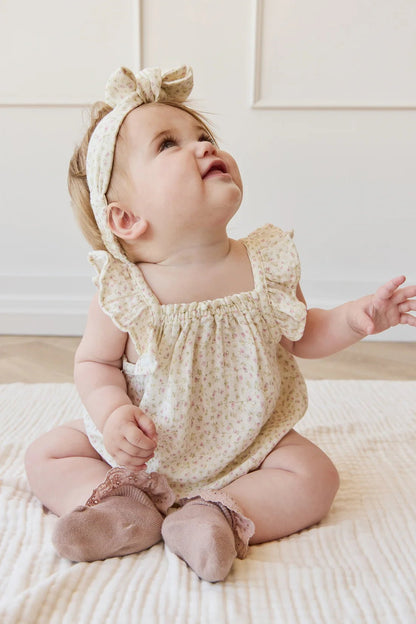 Organic Cotton Muslin Tiana Playsuit - Pippa Pink - Aster & Ruby