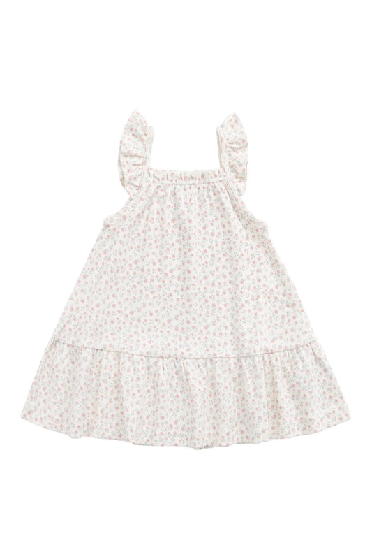 Organic Cotton Nelly Dress - Posy Garden Pink - Aster & Ruby