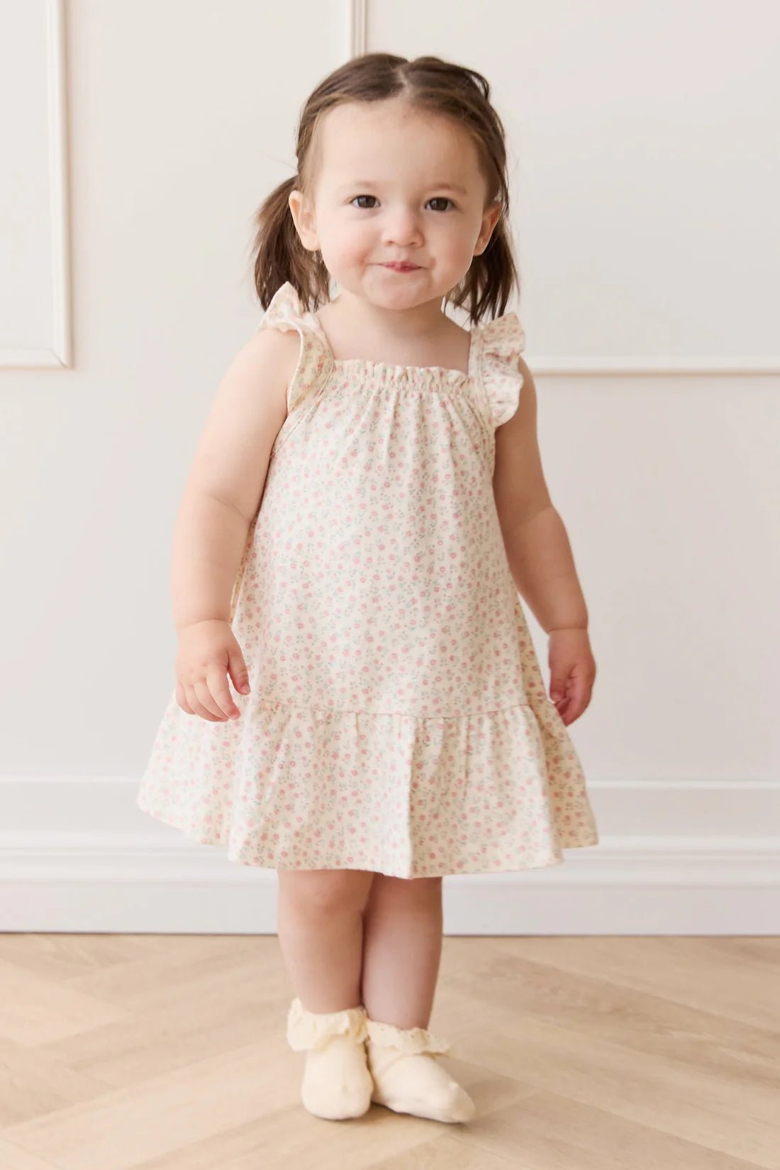 Organic Cotton Nelly Dress - Posy Garden Pink - Aster & Ruby