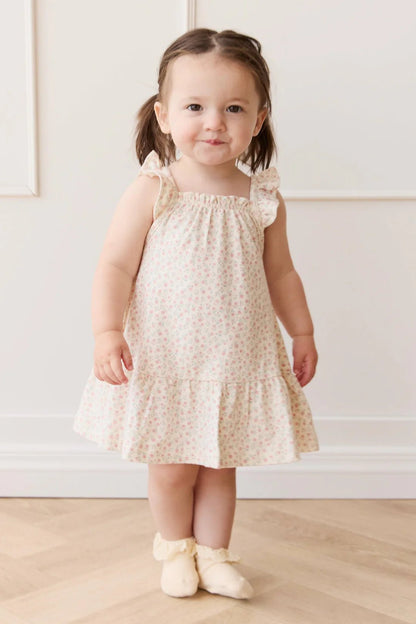 Organic Cotton Nelly Dress - Posy Garden Pink - Aster & Ruby