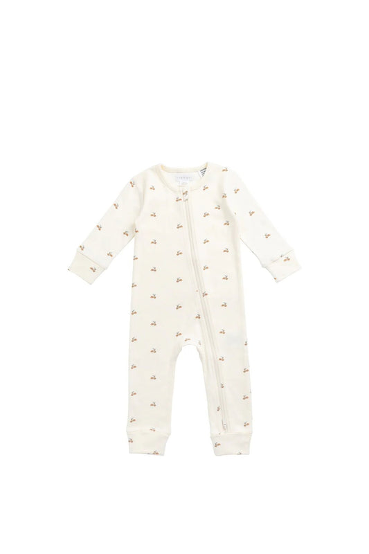 Organic Cotton Reese Zip Onepiece Forest Night Acorn - Aster & Ruby