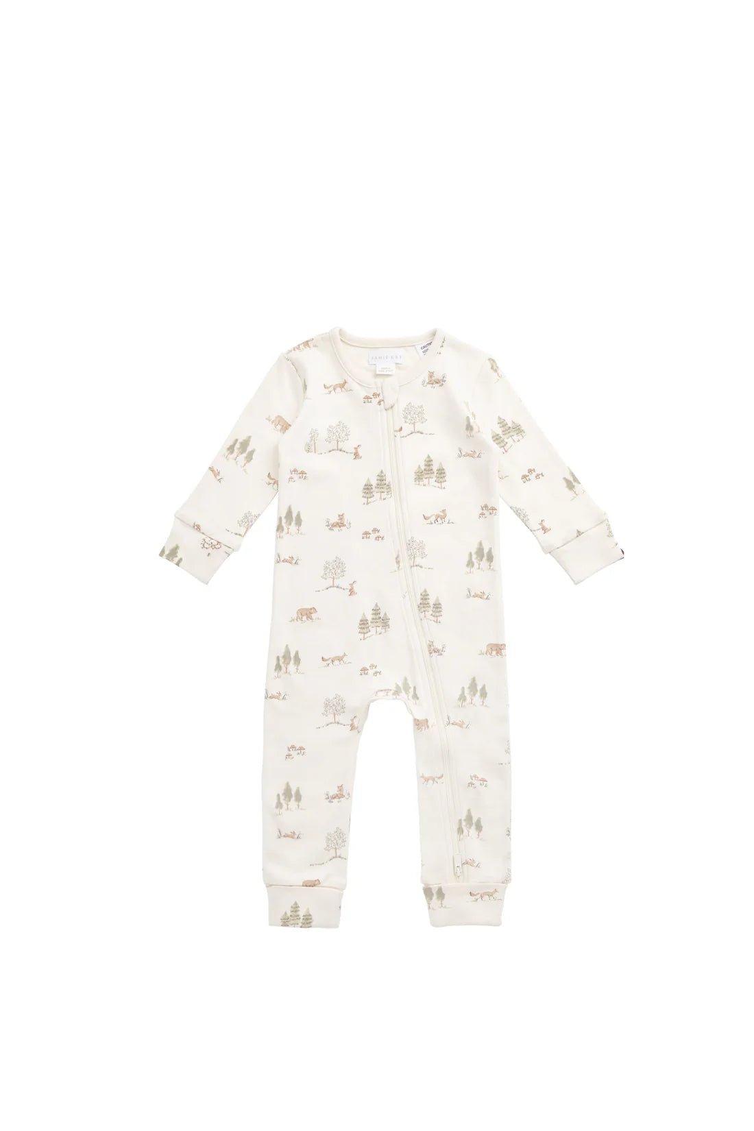 Organic Cotton Reese Zip Onepiece - Pine Forest Friends - Aster & Ruby
