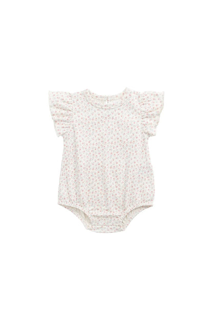Organic Cotton Sage Onepiece - Posy Garden Pink - Aster & Ruby