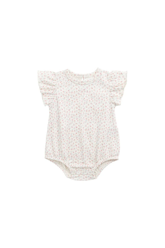 Organic Cotton Sage Onepiece - Posy Garden Pink - Aster & Ruby