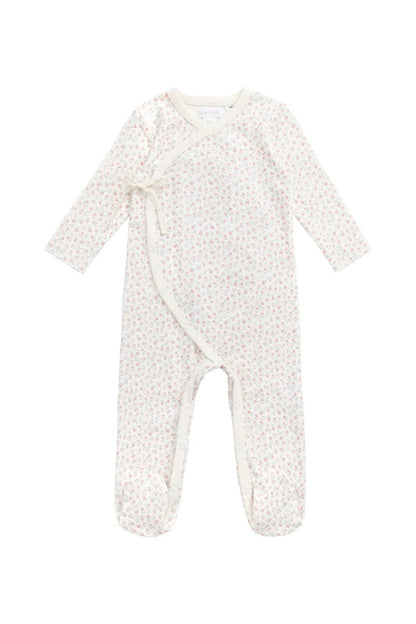 Organic Cotton Wrap Onepiece - Posy Garden Pink - Aster & Ruby