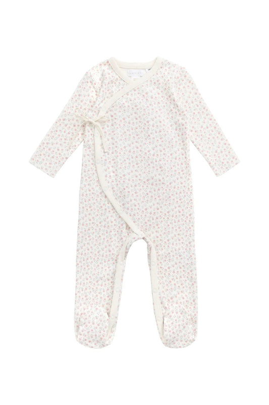 Organic Cotton Wrap Onepiece - Posy Garden Pink - Aster & Ruby