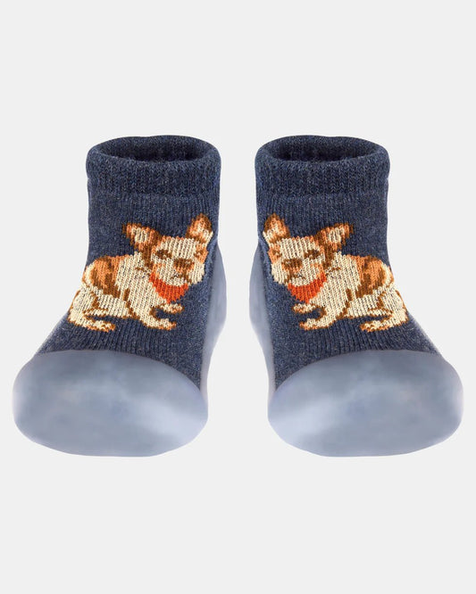 Organic Hybrid Walking Socks Dreamtime Footsteps Frenchie - Aster & Ruby