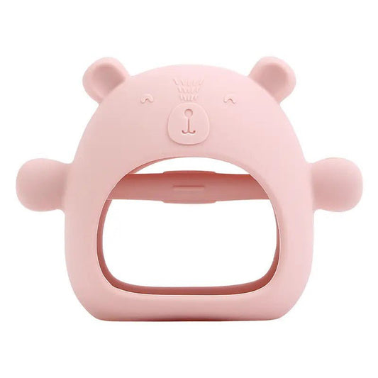 Pastel Pink Silicone Bear Teething Mitten - Aster & Ruby