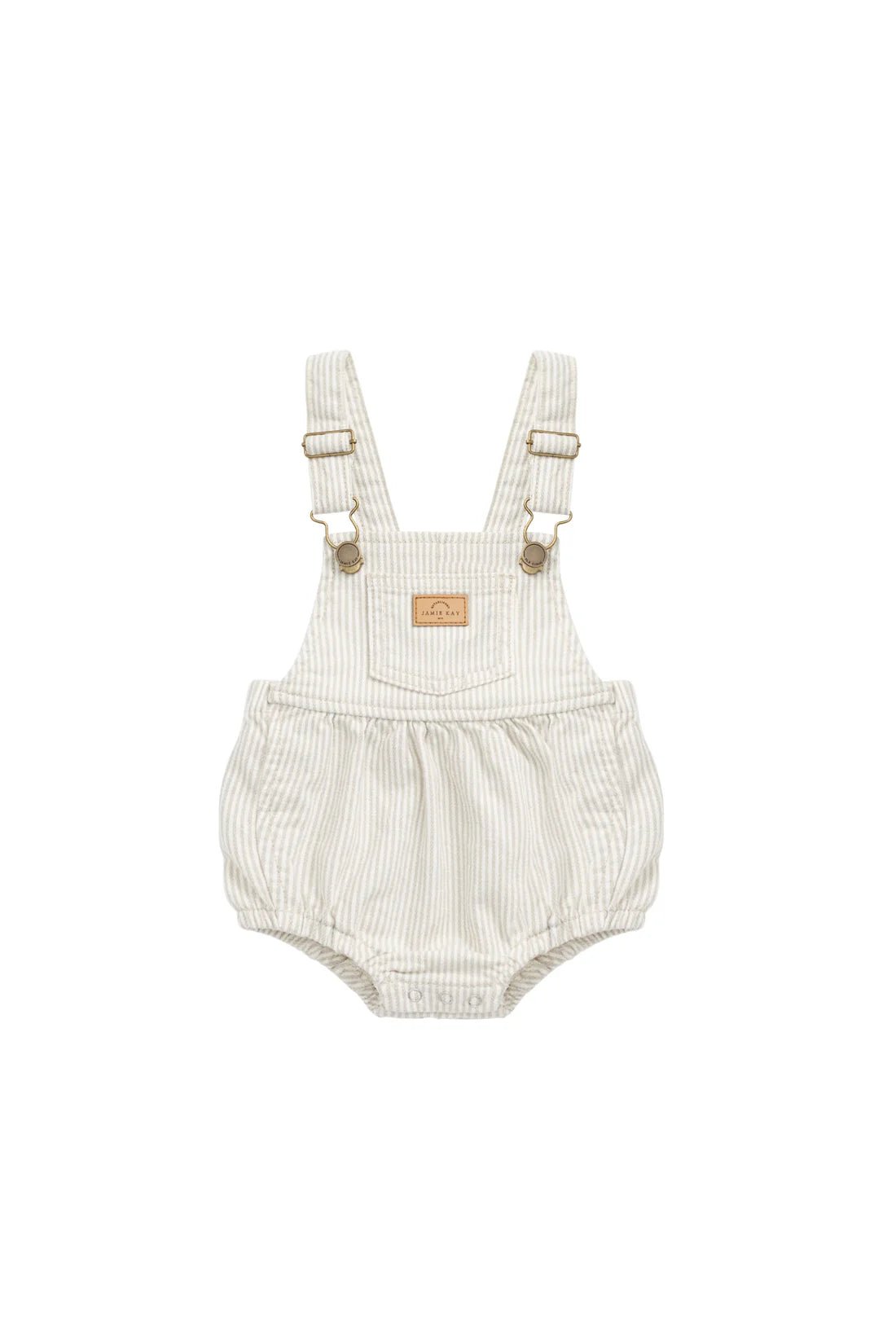 Pax Playsuit - Fine Vertical Stripe Sandy Brown/Cloud - Aster & Ruby
