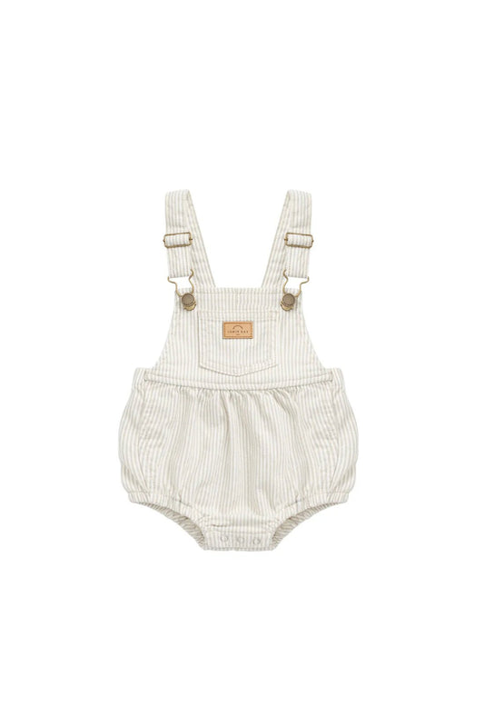 Pax Playsuit - Fine Vertical Stripe Sandy Brown/Cloud - Aster & Ruby