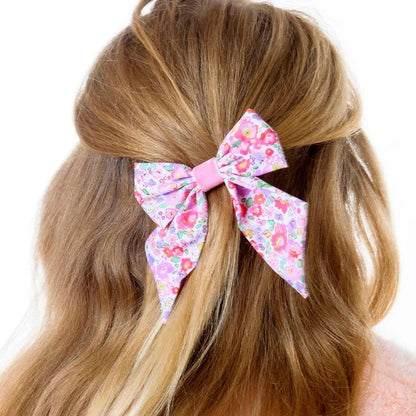 Petite Fleur Bow Hair Clip-Aster & Ruby