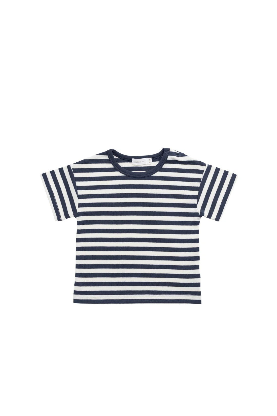 Pima Cotton Hunter Tee - Essential Stripe Charter/Cloud - Aster & Ruby