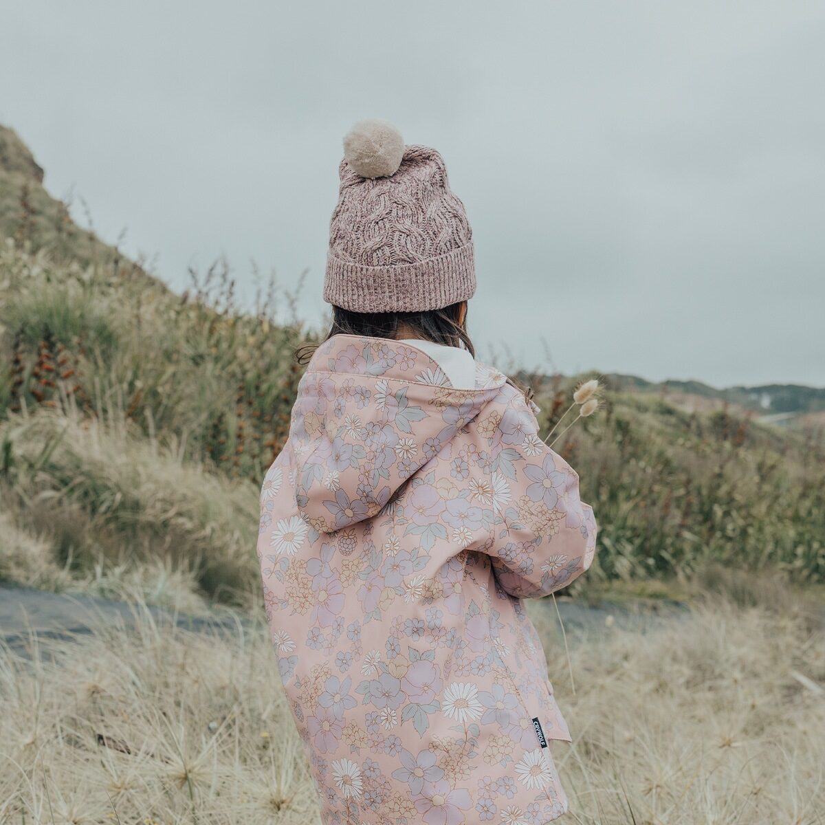 Pom Pom Beanie Mauve Speckle - Aster & Ruby