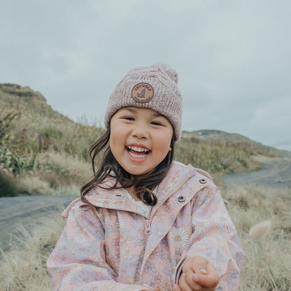 Pom Pom Beanie Mauve Speckle - Aster & Ruby