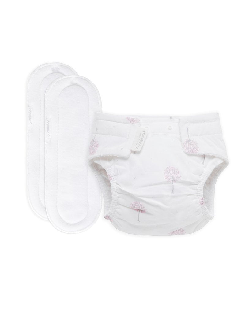 Pure Baby Nappy Starter Kit Pale Pink Tree-Aster & Ruby