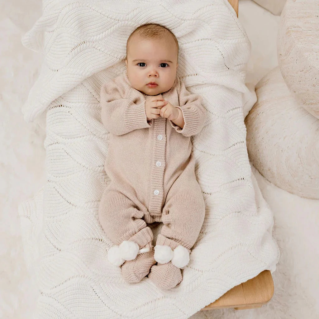 Classic Knit Romper | Latte