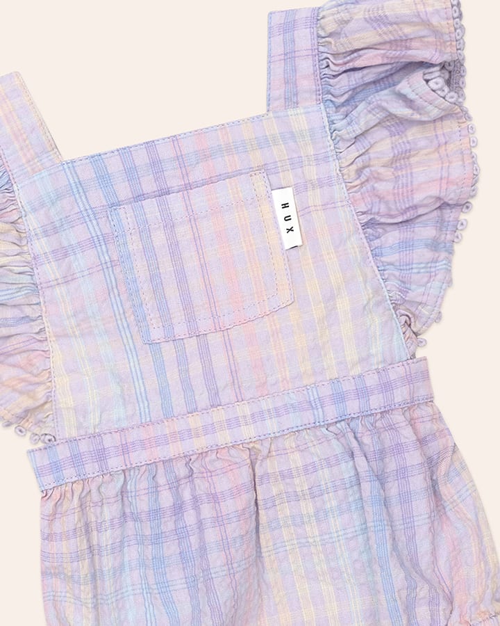 Rainbow Check Frill Playsuit - Aster & Ruby