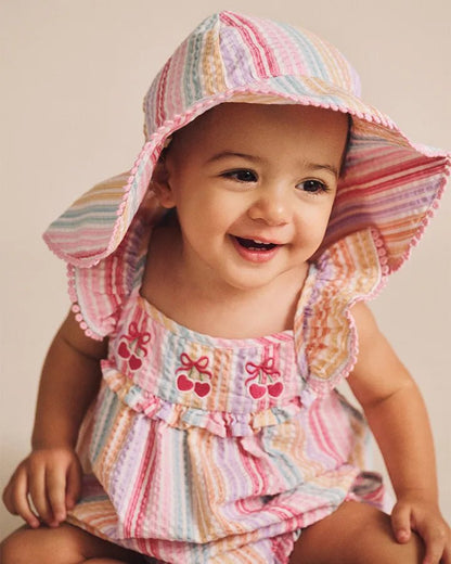 Rainbow Stripe Frill Playsuit - Aster & Ruby