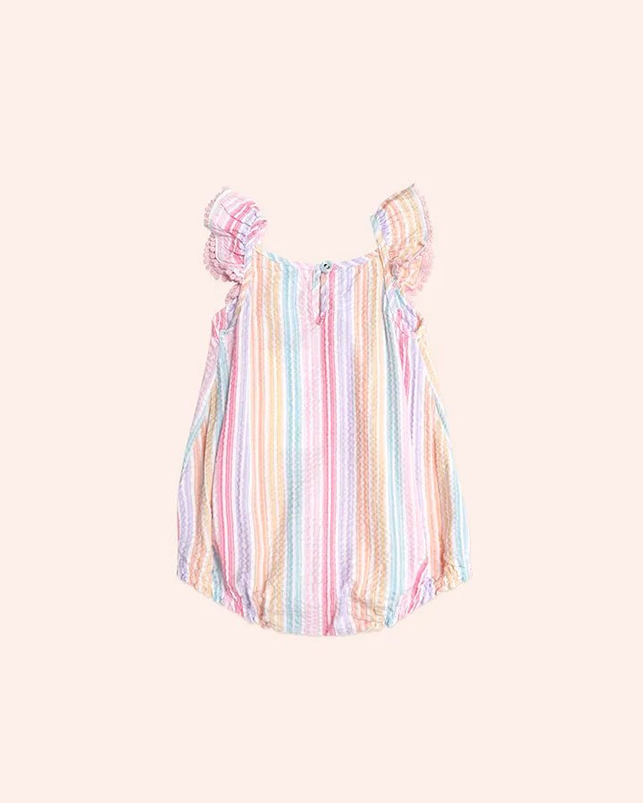 Rainbow Stripe Frill Playsuit - Aster & Ruby