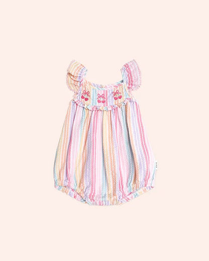 Rainbow Stripe Frill Playsuit - Aster & Ruby
