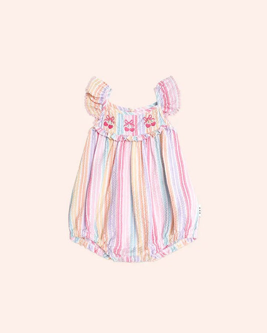 Rainbow Stripe Frill Playsuit - Aster & Ruby