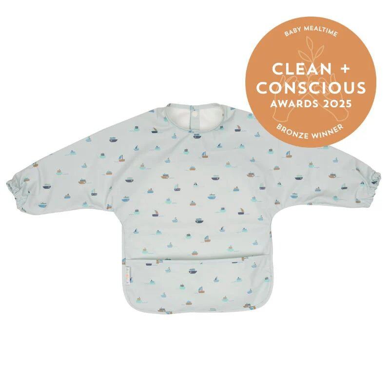 Recycled Long Sleeve Bib - Sail Boats – Aster & Ruby