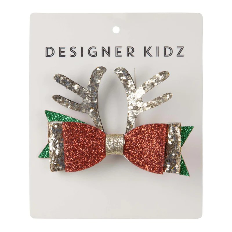 Reindeer Bow Hair Clip-Aster & Ruby