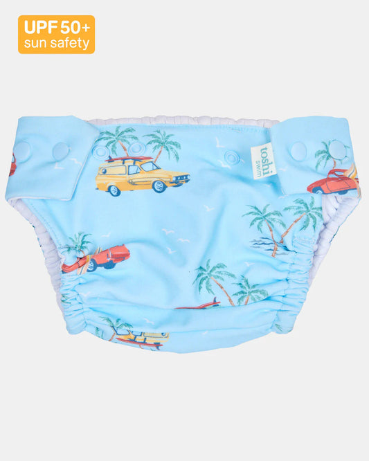Toshi swim nappy – Reusable Swim Nappy Paradise Swell Seekers Sky from Aster & Ruby