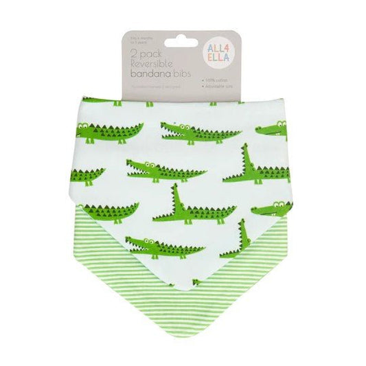 Reversible Bandana Bibs 2pk - Crocodile - Aster & Ruby