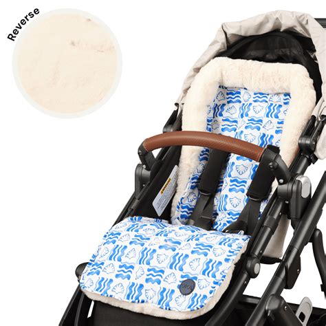Reversible Cozy Fleece Pram Liner Coastline - Aster & Ruby