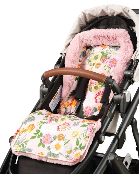 Reversible Cozy Fleece Pram Liner Garden Party - Aster & Ruby