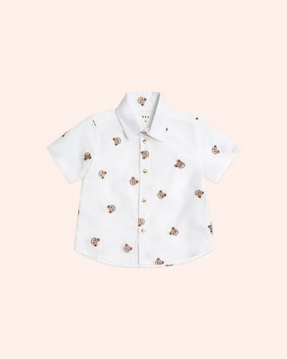 Shortsleeve Huxbear Button Up Crisp White - Aster & Ruby