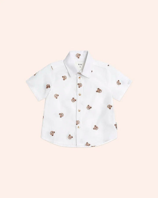Shortsleeve Huxbear Button Up Crisp White - Aster & Ruby