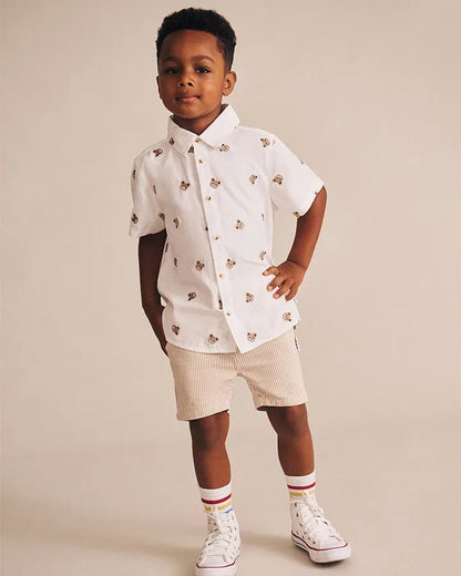 Shortsleeve Huxbear Button Up Crisp White - Aster & Ruby