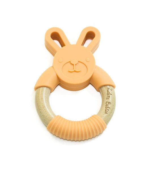 Silicone Bunny Teether Orange - Aster & Ruby