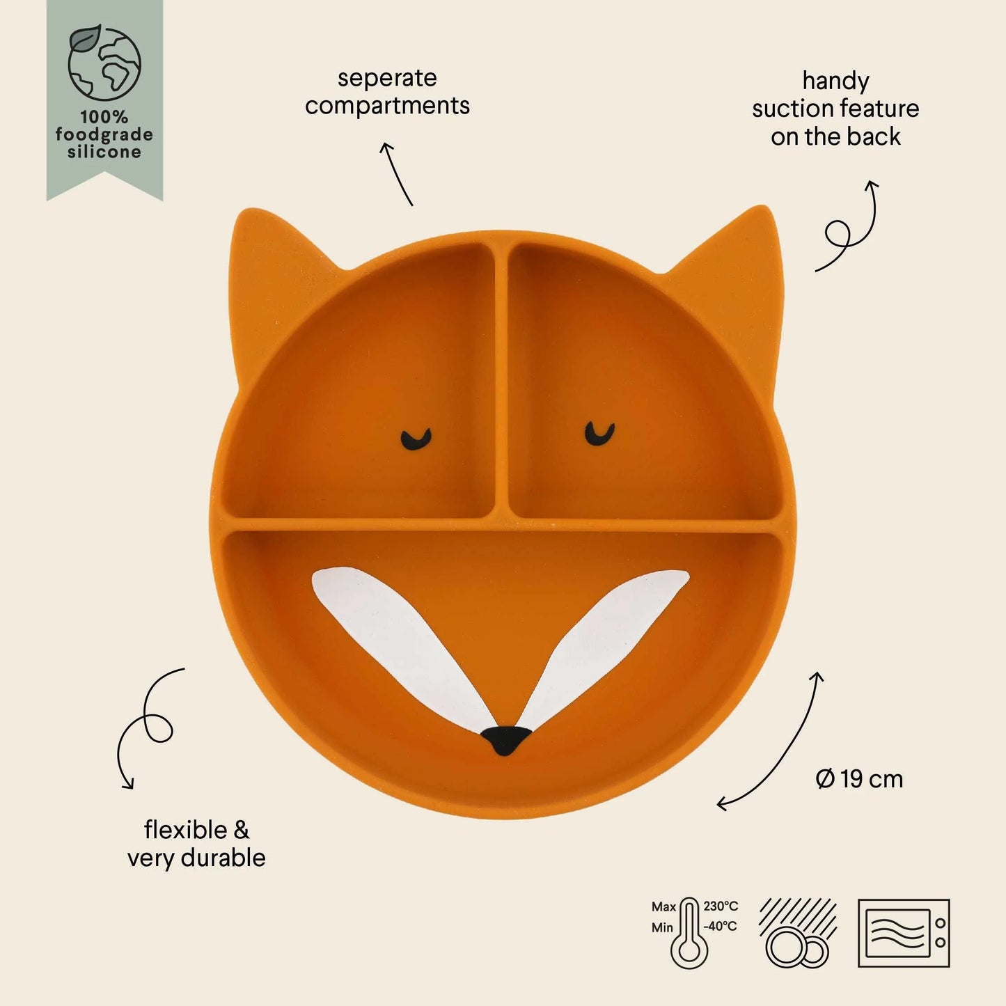 Silicone Divided Suction Plate - Mr. Fox