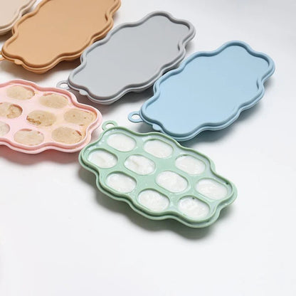 Silicone Feeder Frozen Food Tray 10 Compartments (Cream)