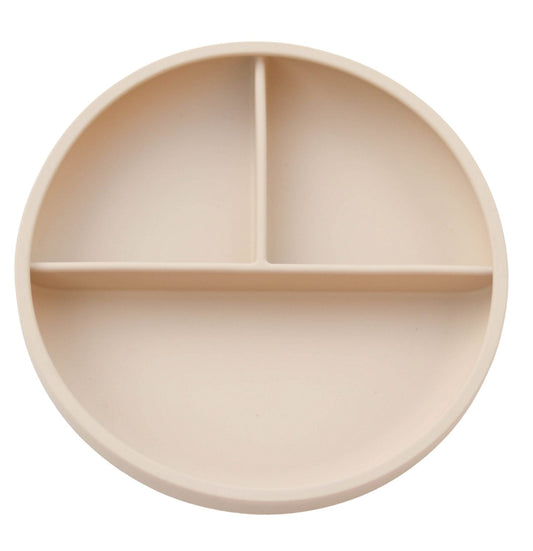 Silicone Suction Plate with Divider – CLEARANCE - Cream
