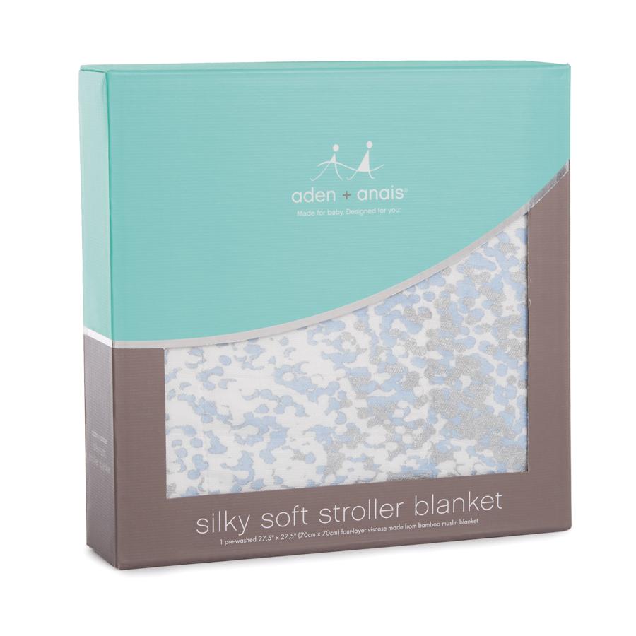 Silky Soft Stroller Blanket Metallic Blue Moon Birch-Aster & Ruby